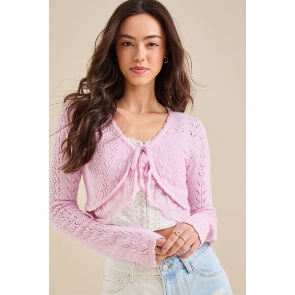 NWT Altar'd State Maria Pointelle Lace Trim Shrug Medium - Picture 1 of 7